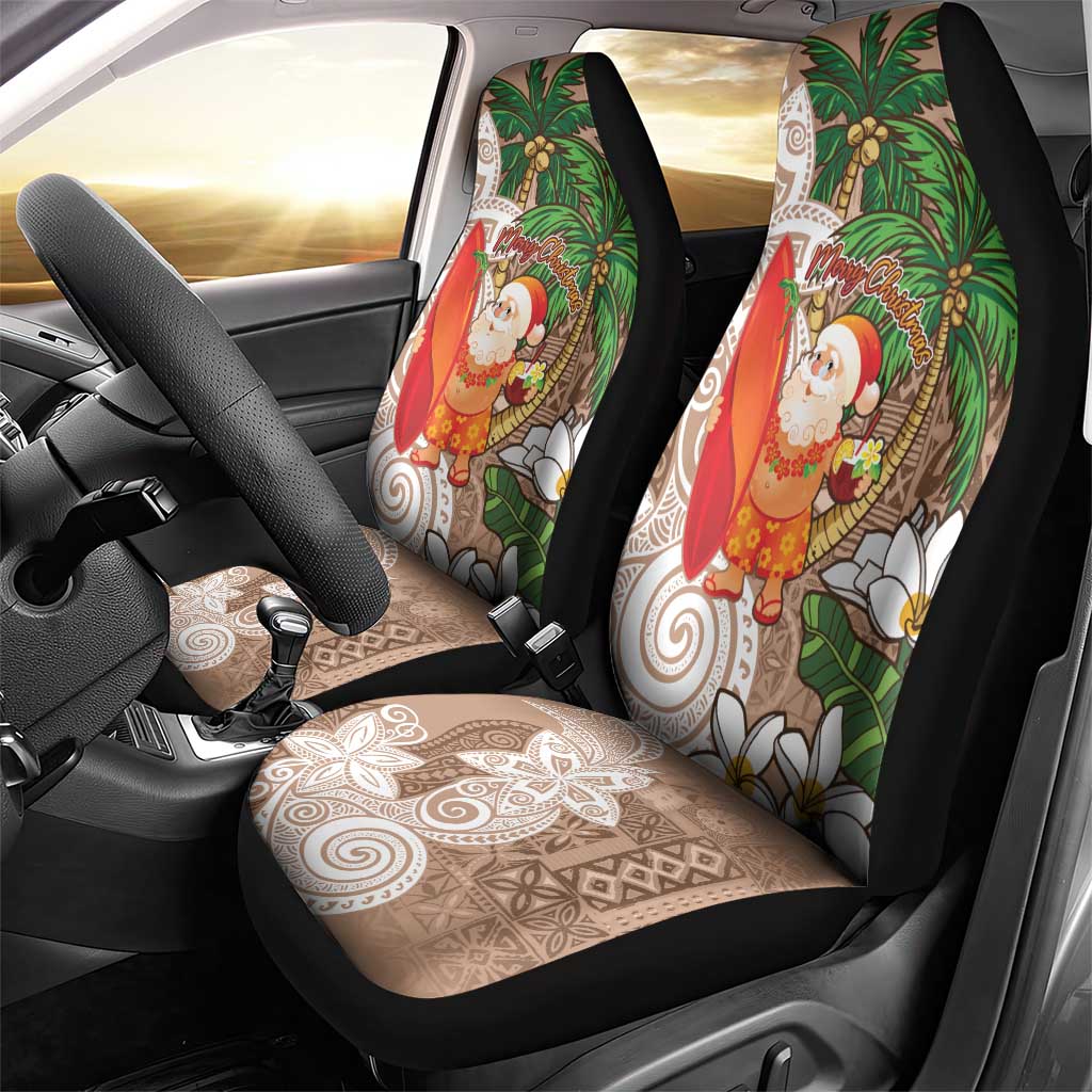 Polynesian Car Seat Cover Tropical Santa - Plumeria Beige Vintage LT7 - Polynesian Pride