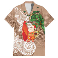 Polynesian Hawaiian Shirt Tropical Santa - Plumeria Beige Vintage LT7 Beige - Polynesian Pride