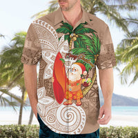 Polynesian Hawaiian Shirt Tropical Santa - Plumeria Beige Vintage LT7 - Polynesian Pride