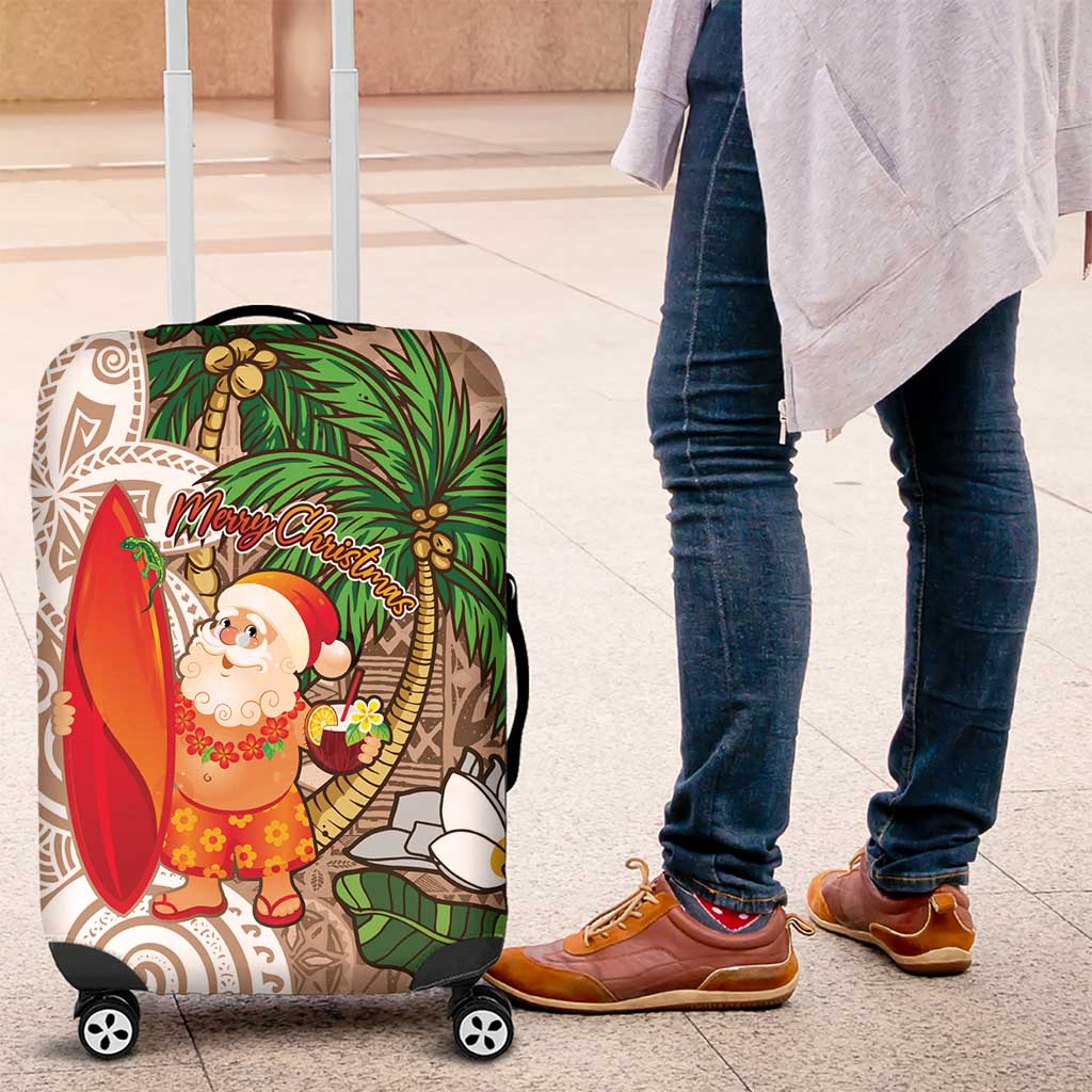 Polynesian Luggage Cover Tropical Santa - Plumeria Beige Vintage LT7 Beige - Polynesian Pride