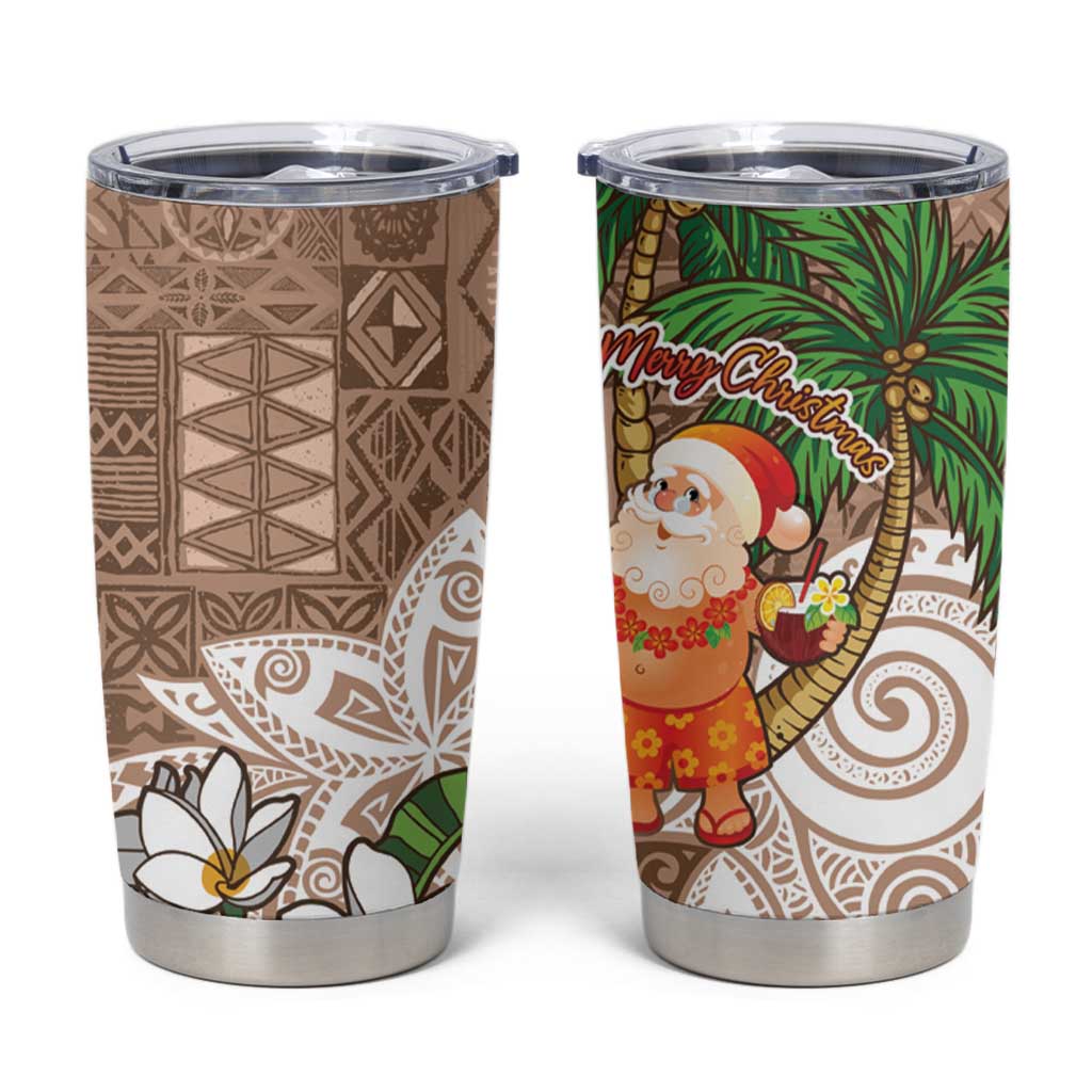 Polynesian Tumbler Cup Tropical Santa - Plumeria Beige Vintage LT7 Beige - Polynesian Pride