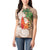 Polynesian Women Polo Shirt Tropical Santa - Plumeria Beige Vintage