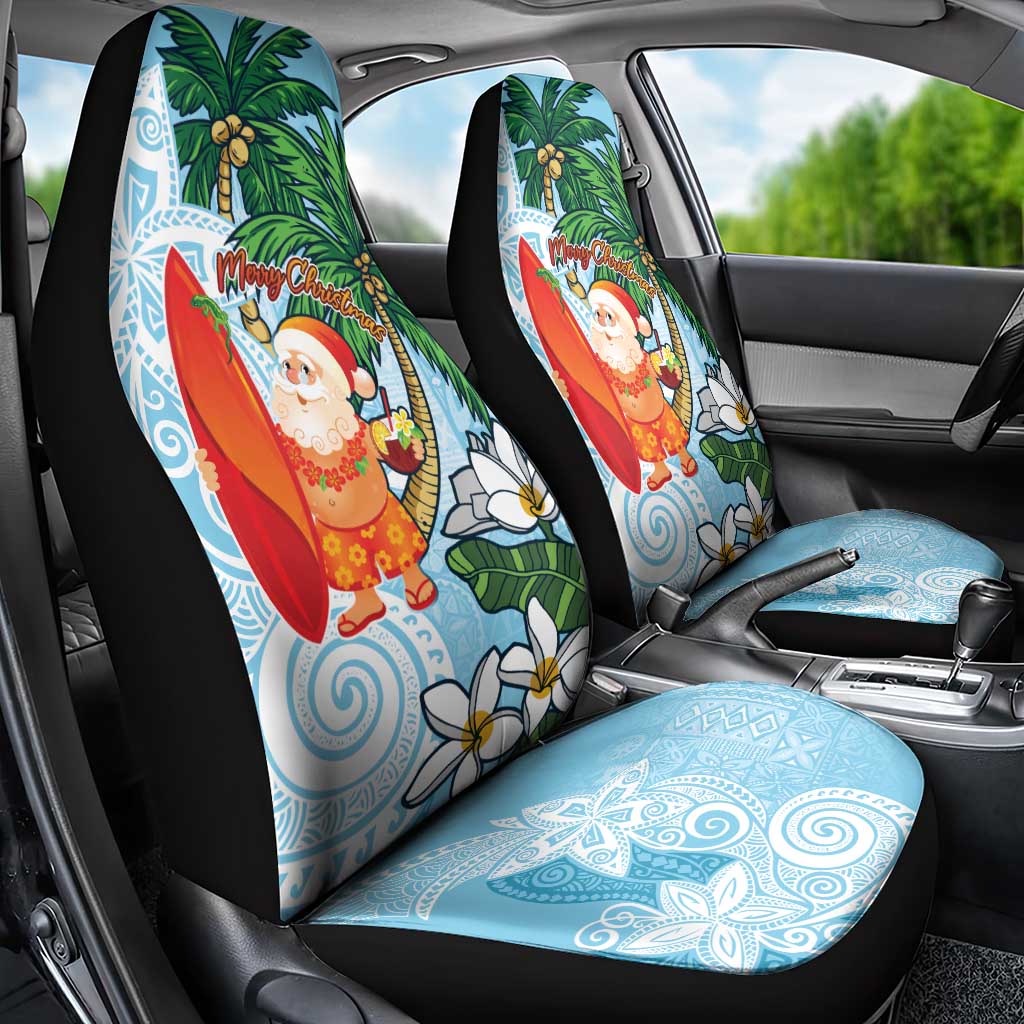 Polynesian Car Seat Cover Tropical Santa - Plumeria Turquoise Vintage LT7 - Polynesian Pride