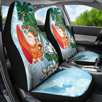Polynesian Car Seat Cover Tropical Santa - Plumeria Turquoise Vintage LT7 - Polynesian Pride