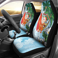 Polynesian Car Seat Cover Tropical Santa - Plumeria Turquoise Vintage LT7 - Polynesian Pride