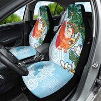 Polynesian Car Seat Cover Tropical Santa - Plumeria Turquoise Vintage LT7 - Polynesian Pride