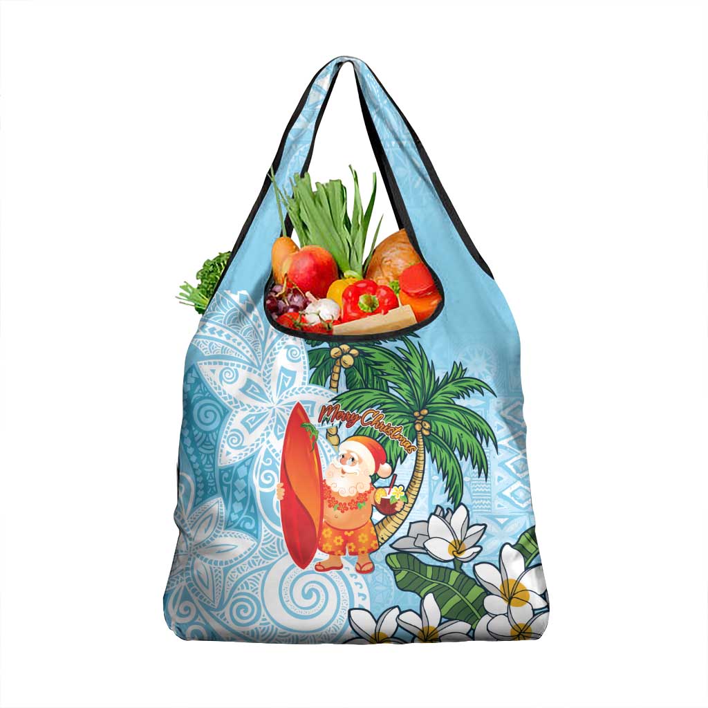 Polynesian Grocery Bag Tropical Santa - Plumeria Turquoise Vintage LT7 1-pack One Size Turquoise - Polynesian Pride