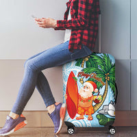 Polynesian Luggage Cover Tropical Santa - Plumeria Turquoise Vintage LT7 - Polynesian Pride