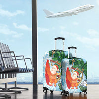 Polynesian Luggage Cover Tropical Santa - Plumeria Turquoise Vintage LT7 - Polynesian Pride