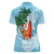 Polynesian Women Polo Shirt Tropical Santa - Plumeria Turquoise Vintage