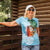 Polynesian Women Polo Shirt Tropical Santa - Plumeria Turquoise Vintage