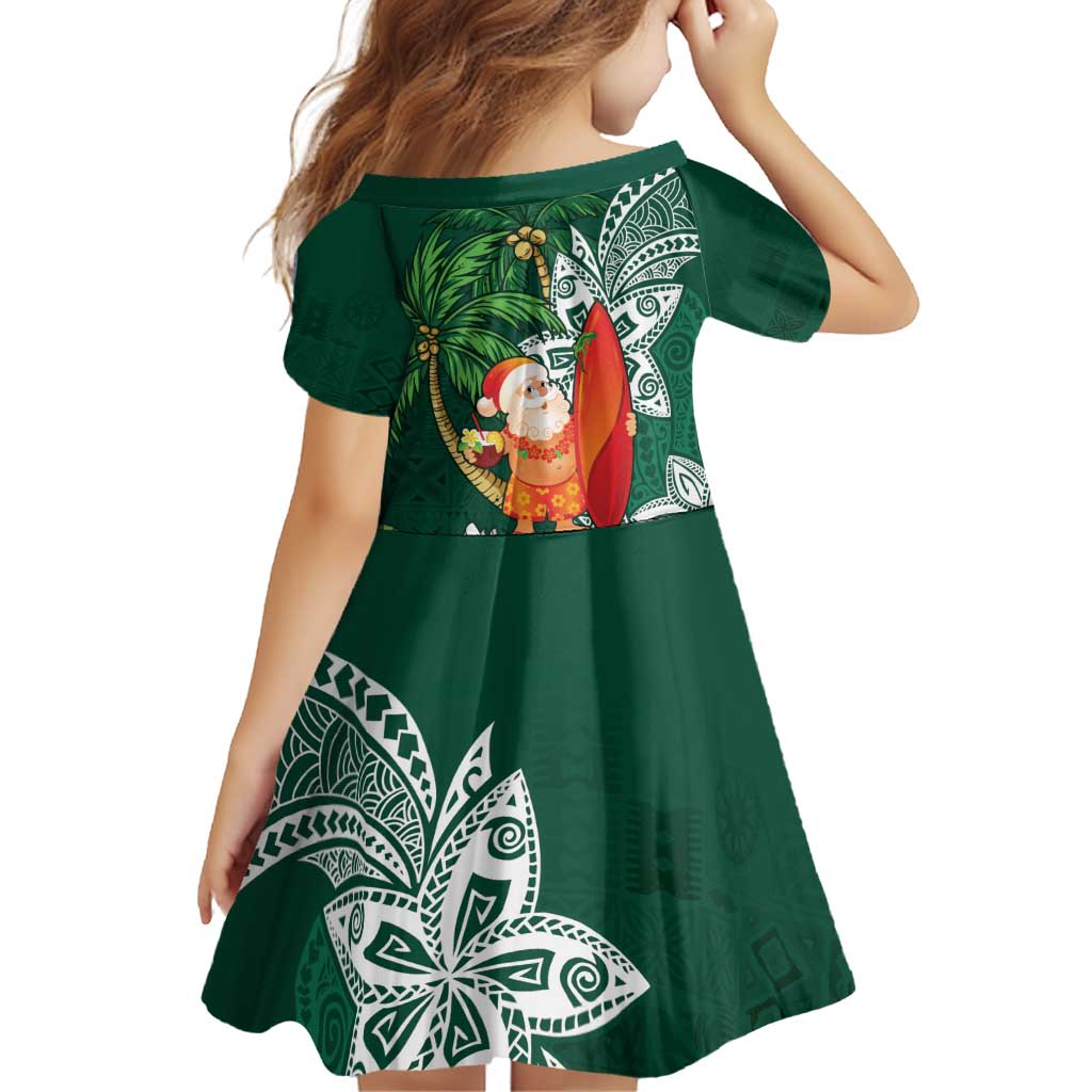 Polynesian Family Matching Puletasi and Hawaiian Shirt Tropical Santa - Plumeria Green Vintage LT7 - Polynesian Pride