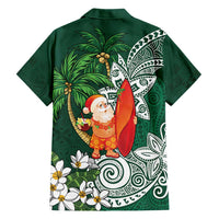 Polynesian Family Matching Puletasi and Hawaiian Shirt Tropical Santa - Plumeria Green Vintage LT7 - Polynesian Pride