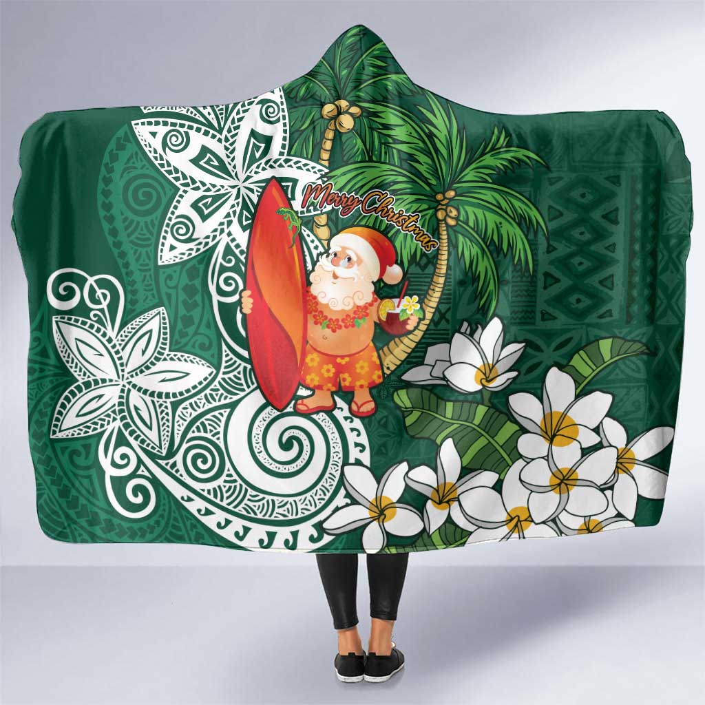 Polynesian Hooded Blanket Tropical Santa - Plumeria Green Vintage LT7 One Size Green - Polynesian Pride