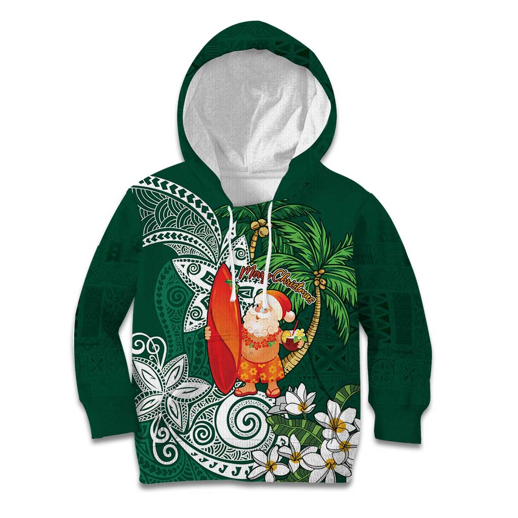 Polynesian Kid Hoodie Tropical Santa - Plumeria Green Vintage LT7 Hoodie Green - Polynesian Pride