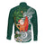 Polynesian Long Sleeve Button Shirt Tropical Santa - Plumeria Green Vintage
