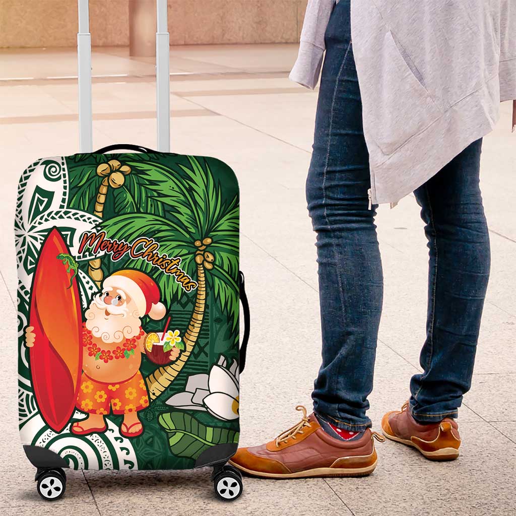 Polynesian Luggage Cover Tropical Santa - Plumeria Green Vintage LT7 Green - Polynesian Pride