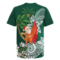 Polynesian Rugby Jersey Tropical Santa - Plumeria Green Vintage LT7 - Polynesian Pride