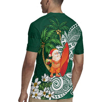 Polynesian Rugby Jersey Tropical Santa - Plumeria Green Vintage LT7 - Polynesian Pride