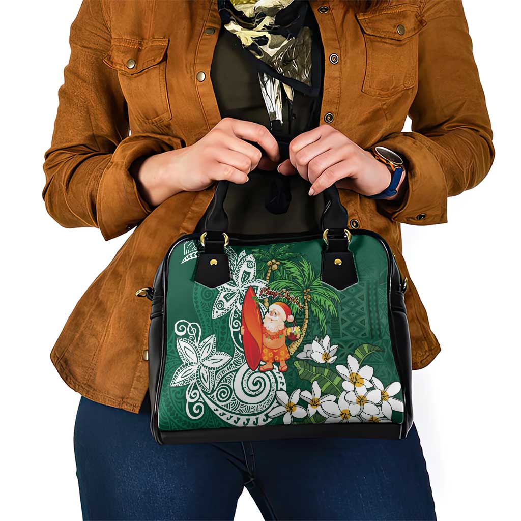 Polynesian Shoulder Handbag Tropical Santa - Plumeria Green Vintage