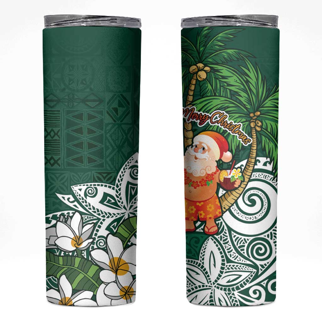 Polynesian Skinny Tumbler Tropical Santa - Plumeria Green Vintage LT7 Green - Polynesian Pride