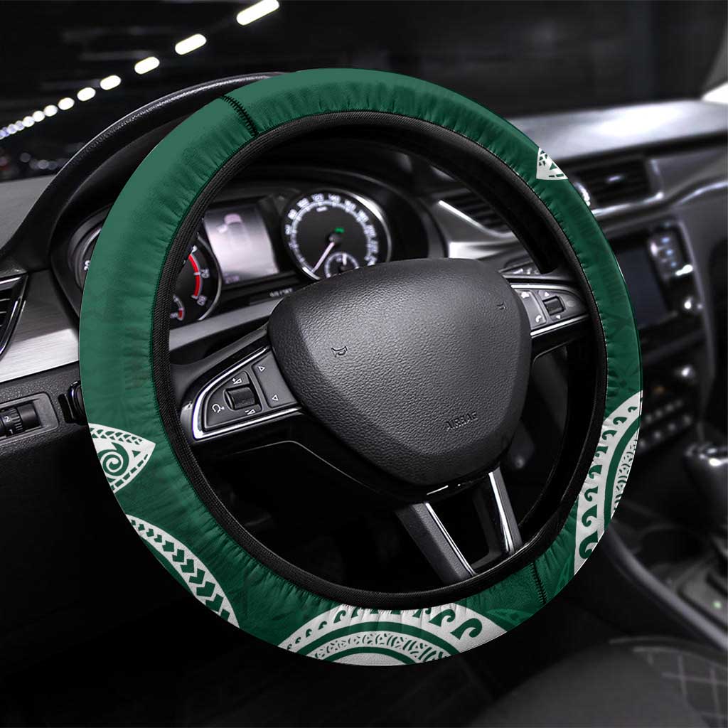 Polynesian Steering Wheel Cover Tropical Santa - Plumeria Green Vintage LT7 Universal Fit Green - Polynesian Pride