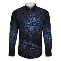 New Zealand Matariki Family Matching Off Shoulder Long Sleeve Dress and Hawaiian Shirt Cosmic Style LT7 Dad's Shirt - Long Sleeve Galaxy - Polynesian Pride