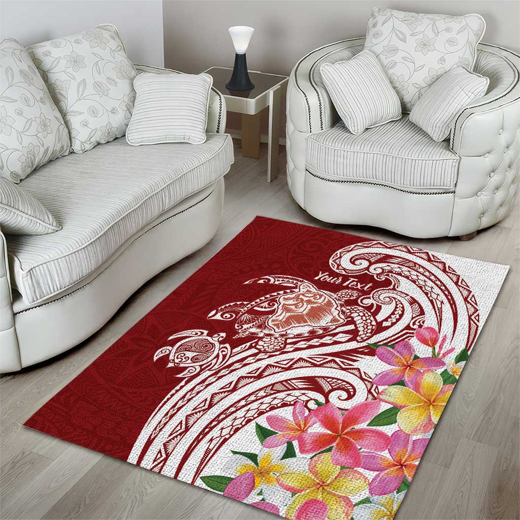 Aloha Hawaii Island Personalized Area Rug Crimson Dreamy Turtle