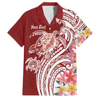 Aloha Hawaii Island Personalized Family Matching Off The Shoulder Long Sleeve Dress and Hawaiian Shirt Crimson Dreamy Turtle LT7 Dad's Shirt - Short Sleeve Red - Polynesian Pride