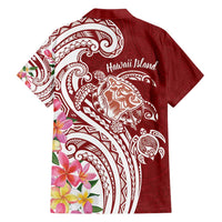 Aloha Hawaii Island Personalized Family Matching Short Sleeve Bodycon Dress and Hawaiian Shirt Crimson Dreamy Turtle LT7 - Polynesian Pride