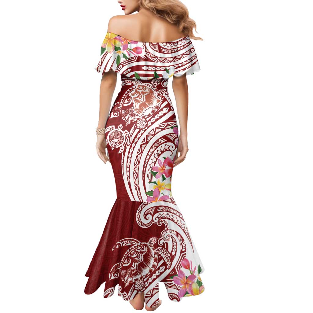 Aloha Hawaii Island Personalized Mermaid Dress Crimson Dreamy Turtle