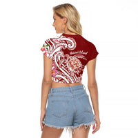 Aloha Hawaii Island Personalized Raglan Cropped T Shirt Crimson Dreamy Turtle