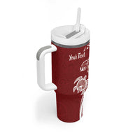 Aloha Hawaii Island Personalized Tumbler With Handle Crimson Dreamy Turtle
