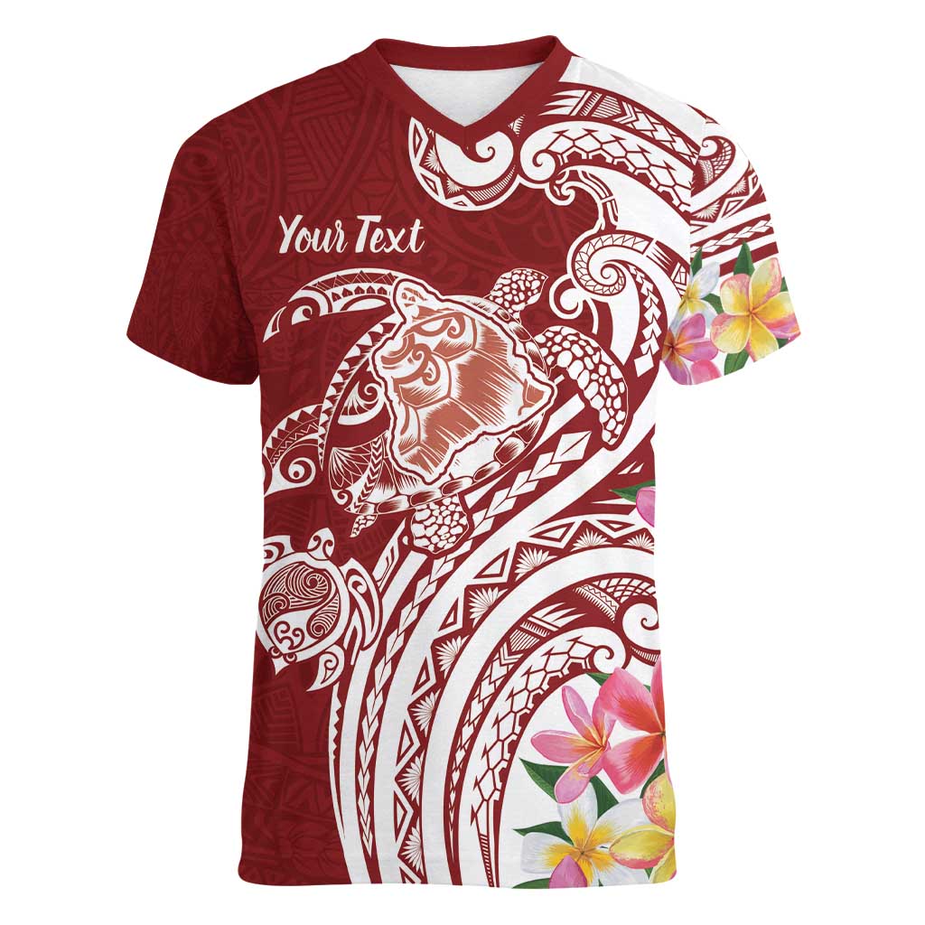 Aloha Hawaii Island Personalized Women V-Neck T-Shirt Crimson Dreamy Turtle