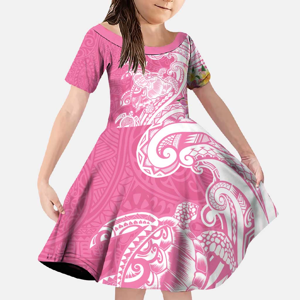 Aloha Maui Island Personalized Family Matching Mermaid Dress and Hawaiian Shirt Rose Dreamy Turtle LT7 Daughter's Dress Rose Pink - Polynesian Pride