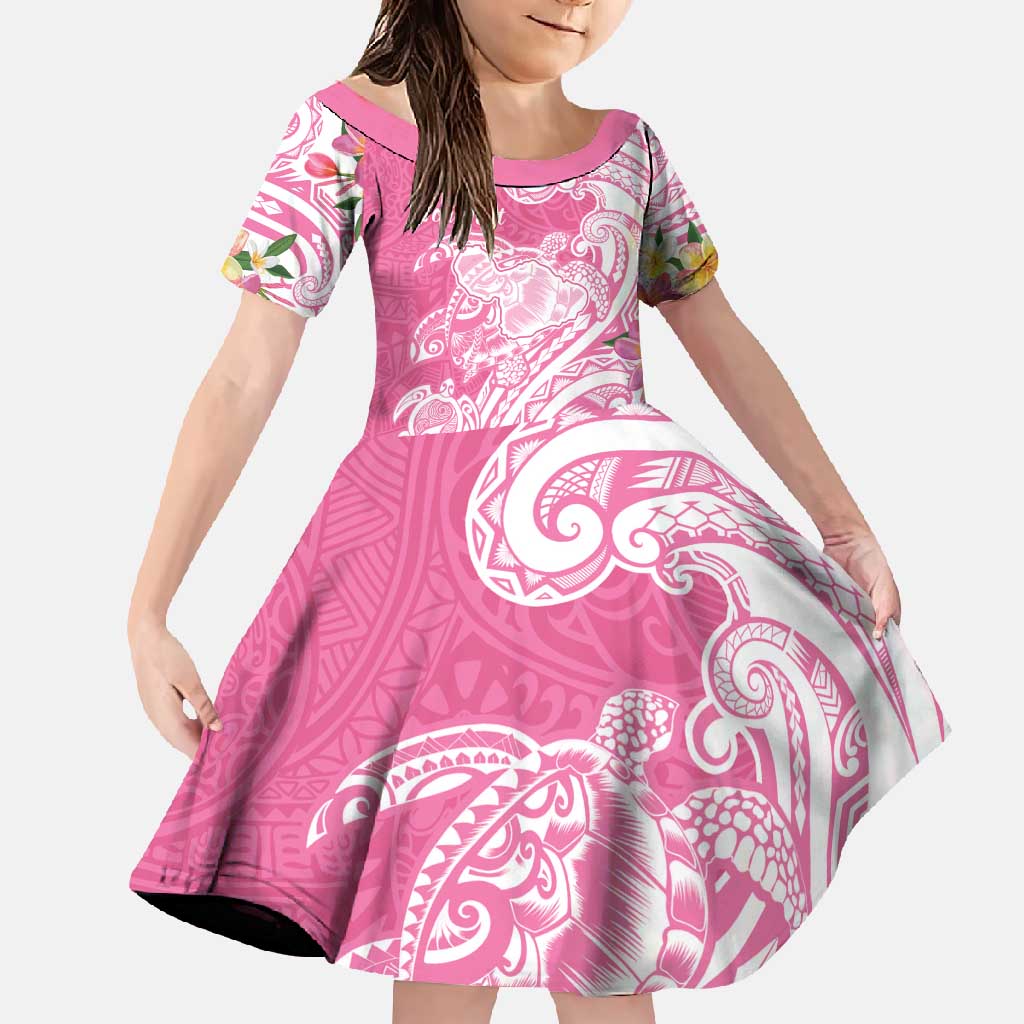 Aloha Maui Island Personalized Family Matching Off Shoulder Maxi Dress and Hawaiian Shirt Rose Dreamy Turtle