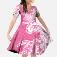 Aloha Maui Island Personalized Family Matching Off Shoulder Maxi Dress and Hawaiian Shirt Rose Dreamy Turtle