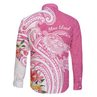 Aloha Maui Island Personalized Family Matching Off Shoulder Maxi Dress and Hawaiian Shirt Rose Dreamy Turtle