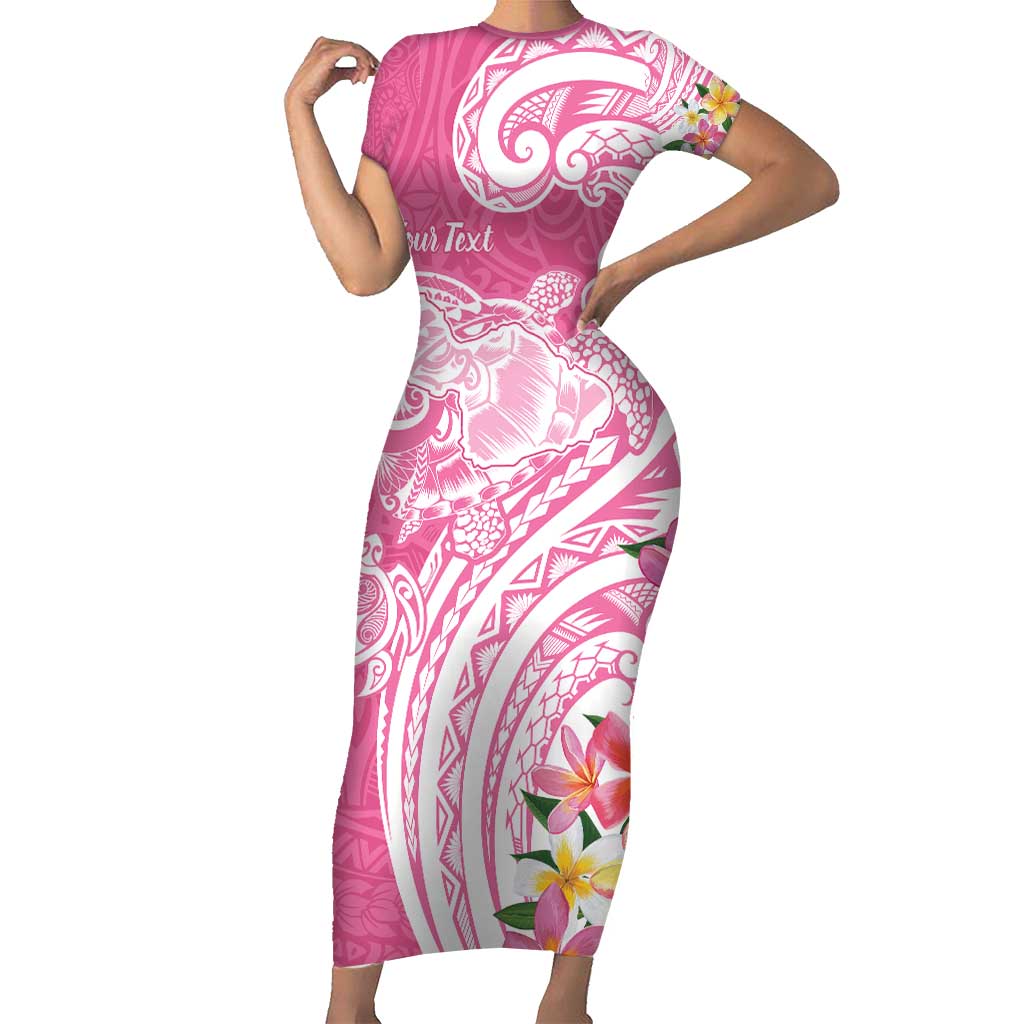 Aloha Maui Island Personalized Family Matching Short Sleeve Bodycon Dress and Hawaiian Shirt Rose Dreamy Turtle LT7 Mom's Dress Rose Pink - Polynesian Pride