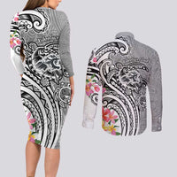 Aloha Kahoolawe Island Personalized Couples Matching Long Sleeve Bodycon Dress and Long Sleeve Button Shirt Ashen Dreamy Turtle