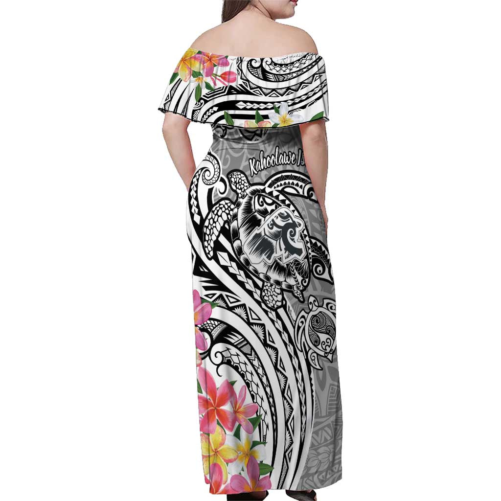 Aloha Kahoolawe Island Personalized Family Matching Off Shoulder Maxi Dress and Hawaiian Shirt Ashen Dreamy Turtle