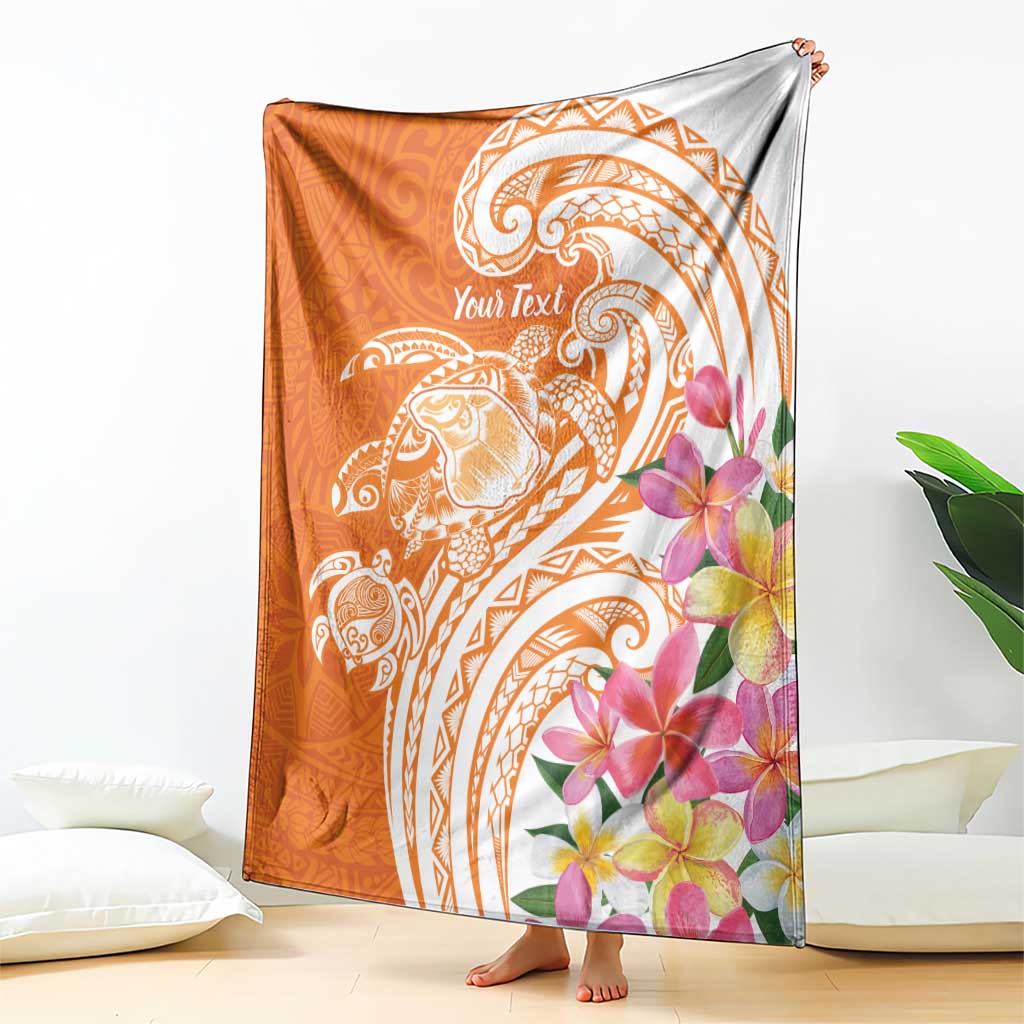 Aloha Lanai Island Personalized Blanket Orange Dreamy Turtle