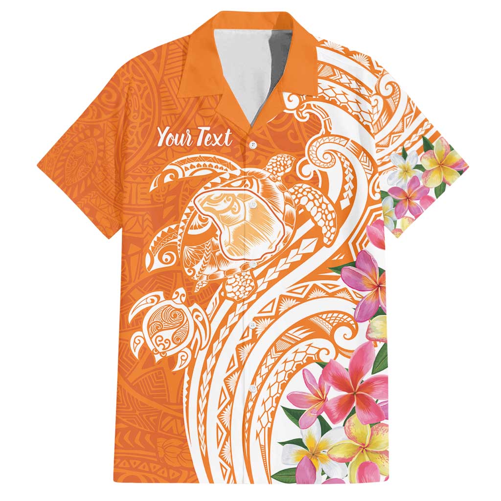 Aloha Lanai Island Personalized Family Matching Off Shoulder Maxi Dress and Hawaiian Shirt Orange Dreamy Turtle