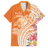 Aloha Lanai Island Personalized Family Matching Off Shoulder Maxi Dress and Hawaiian Shirt Orange Dreamy Turtle