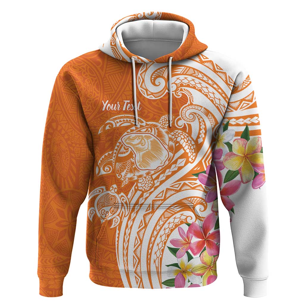 Aloha Lanai Island Personalized Hoodie Orange Dreamy Turtle