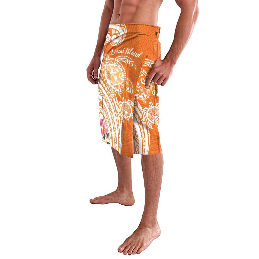Aloha Lanai Island Personalized Lavalava Orange Dreamy Turtle