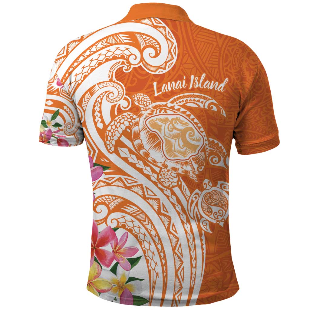 Aloha Lanai Island Personalized Polo Shirt Orange Dreamy Turtle