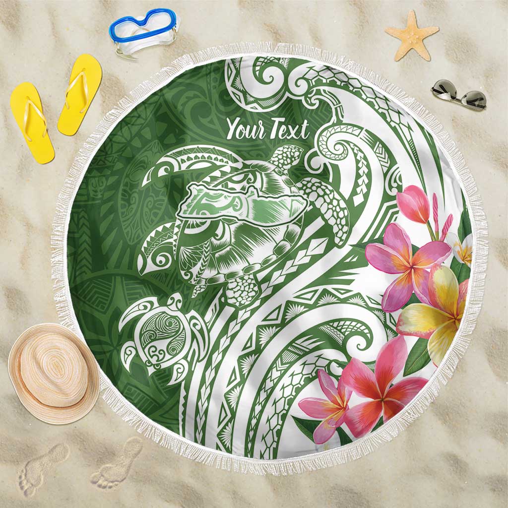 Aloha Molokai Island Personalized Beach Blanket Sage Dreamy Turtle