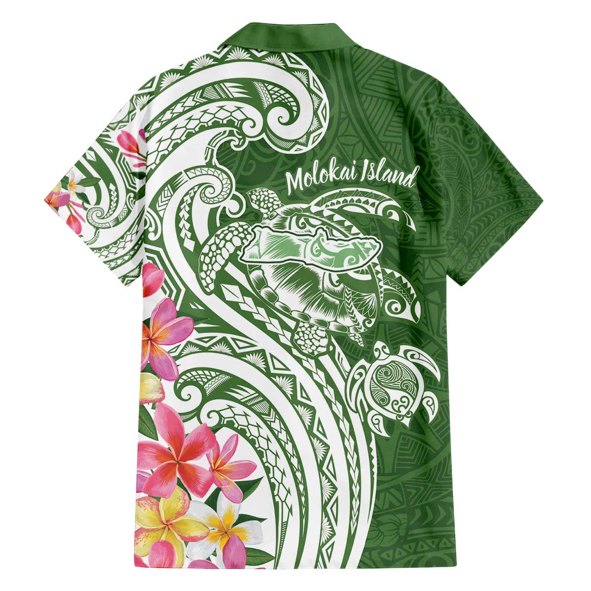 Aloha Molokai Island Personalized Family Matching Off The Shoulder Long Sleeve Dress and Hawaiian Shirt Sage Dreamy Turtle LT7 - Polynesian Pride