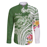 Aloha Molokai Island Personalized Family Matching Off Shoulder Short Dress and Hawaiian Shirt Sage Dreamy Turtle